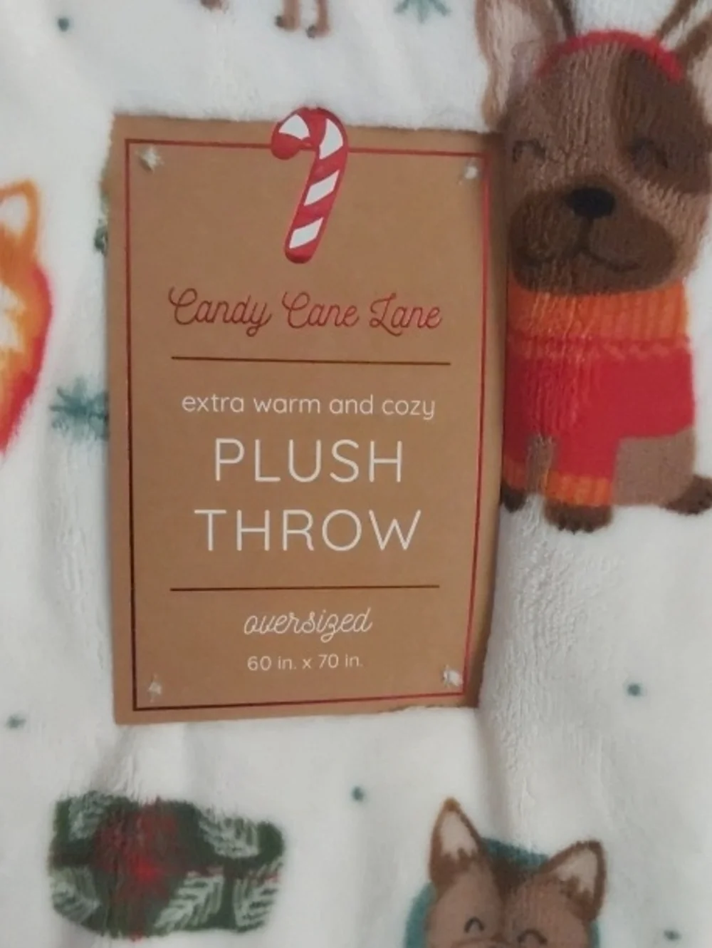 Candy Cane Lane Extra warm and cozy plush throw 60×70in.